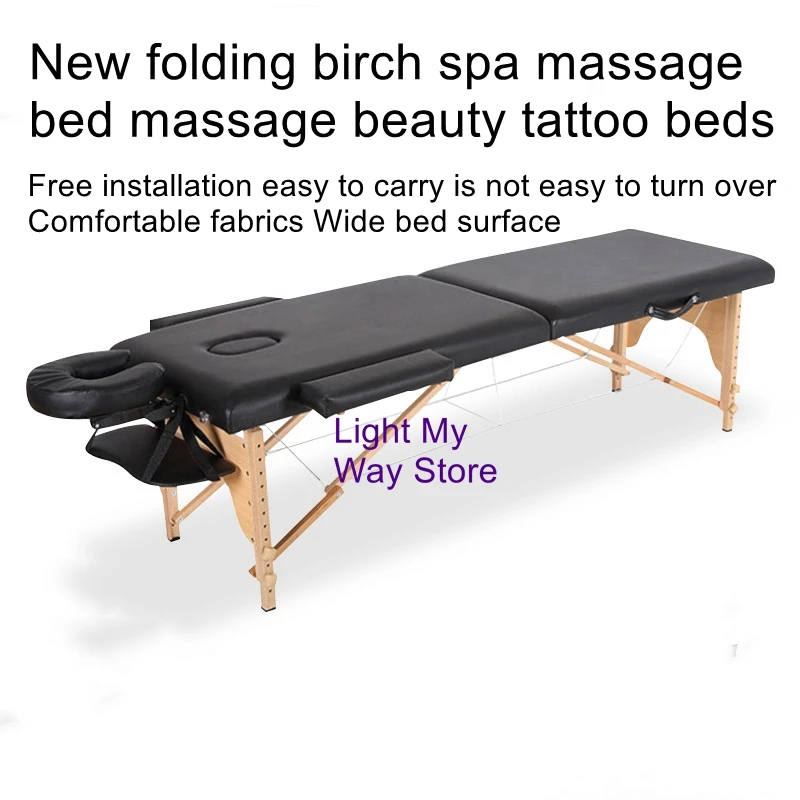 Folding strong beech spa massage bed massage beauty tattoo bed simple portable handheld embroidery bed