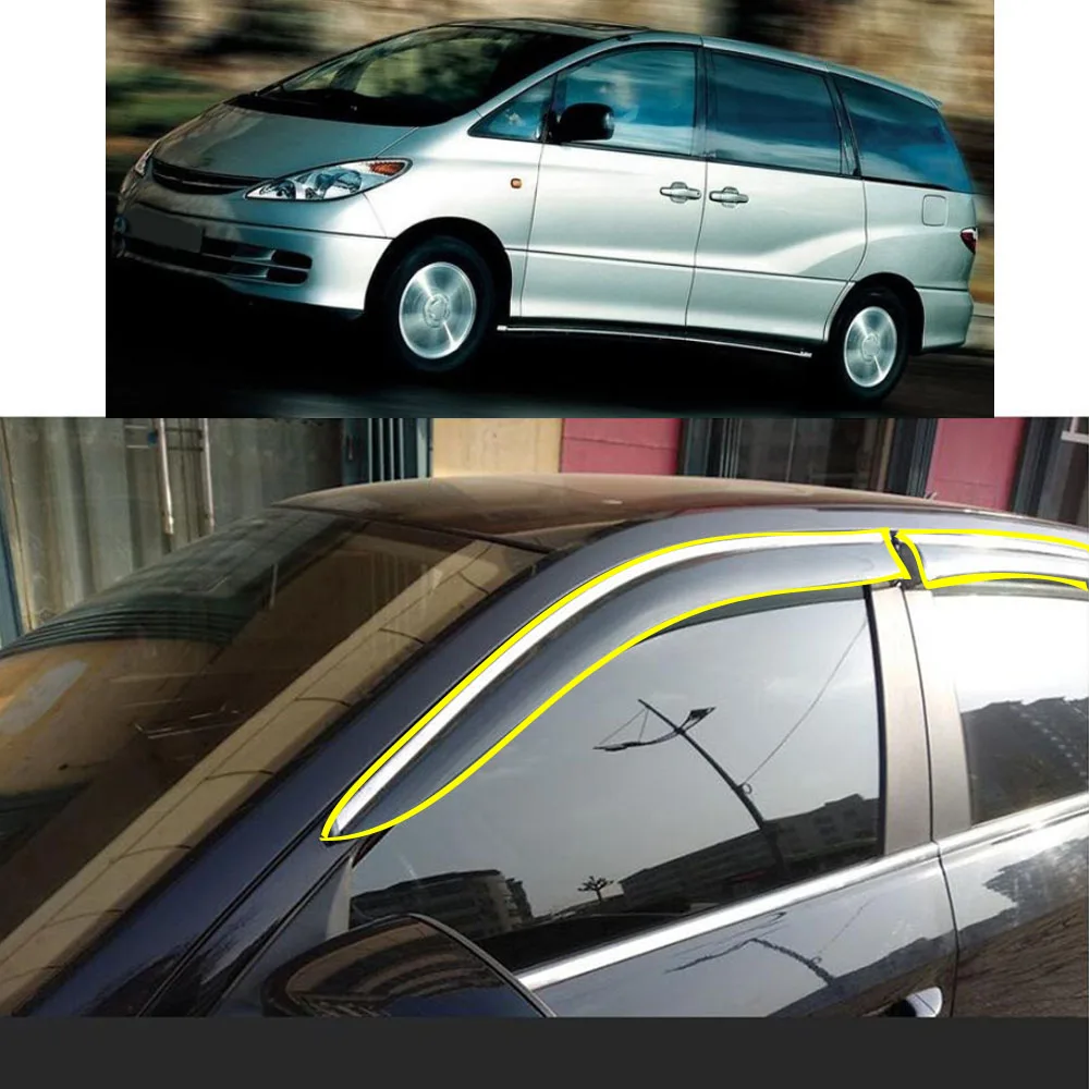 

Sticker Plastic Window Glass Wind Visor Rain/Sun Guard Vent For Toyota ESTIMA/PREVIA RX30/RX40 2000 2001 2002 2003 2004-2006