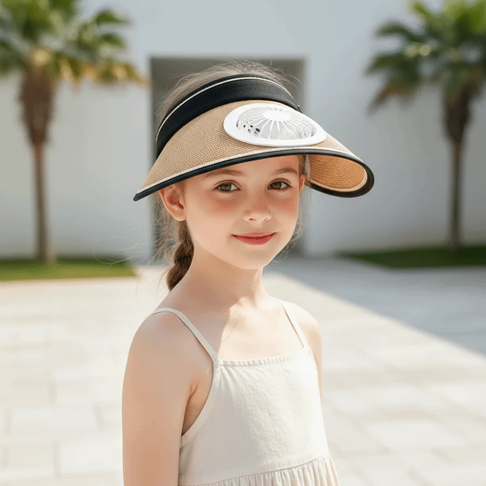 Portable Rechargeable Fan Hat Long-lasting Adjustable Empty Top Fan Hat Polyester Versatile Parent-Child Visor Cap Women / Men