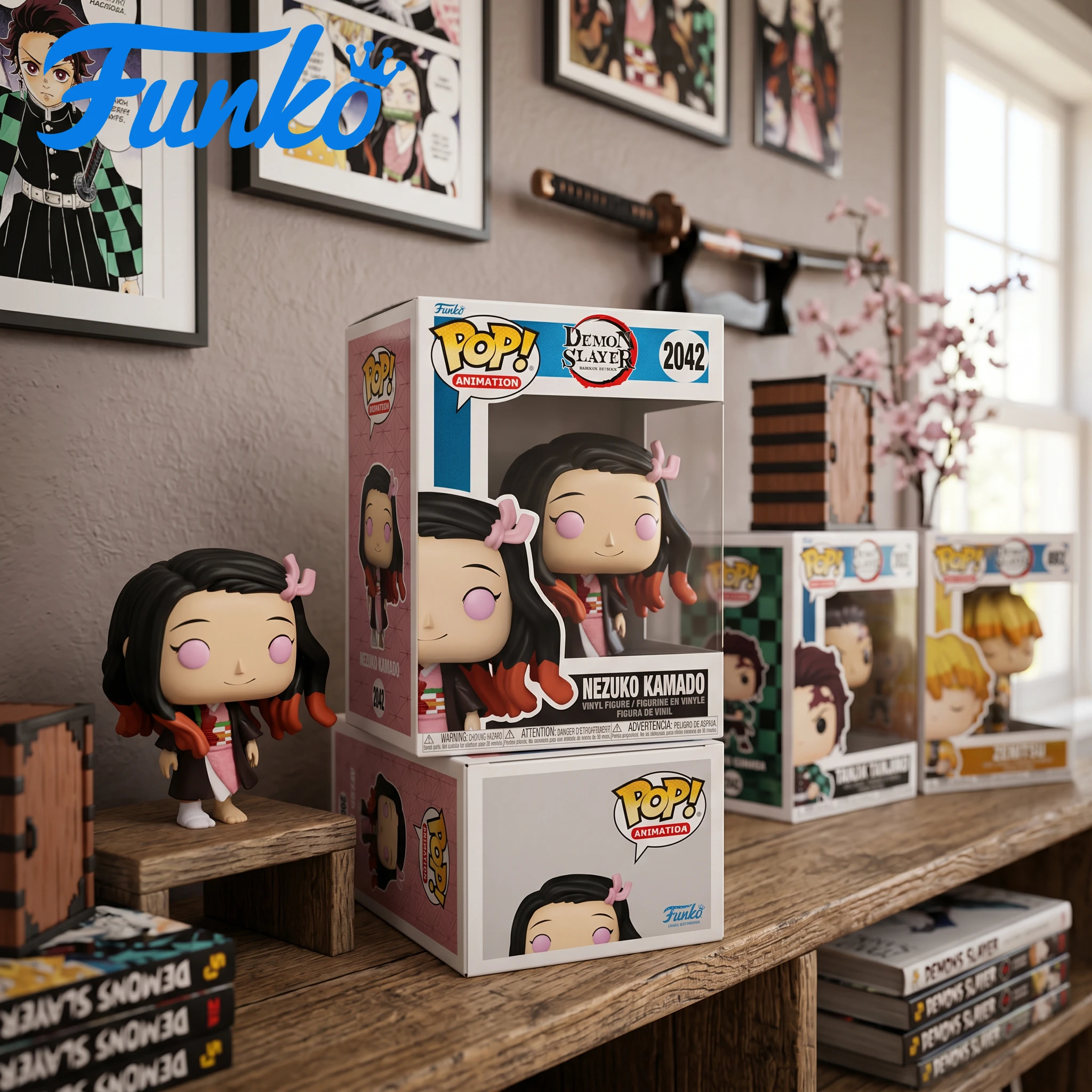 Funko Pop-Demon Slayer - Nezuko (Sonriendo) # Figura de Personaje de Anime 2042, Modelo de Exhibición para Coleccionistas, Regalo Creativo de Cumpleaños