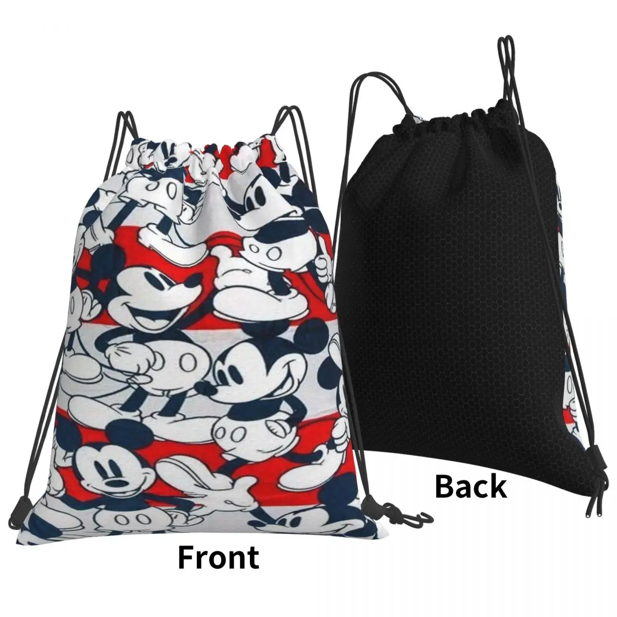 Mochila impermeável com cordão, Mickey Mouse Organizer, Gym Storage Bag, nome personalizado, apto para praia, natação, esportes, ao ar livre