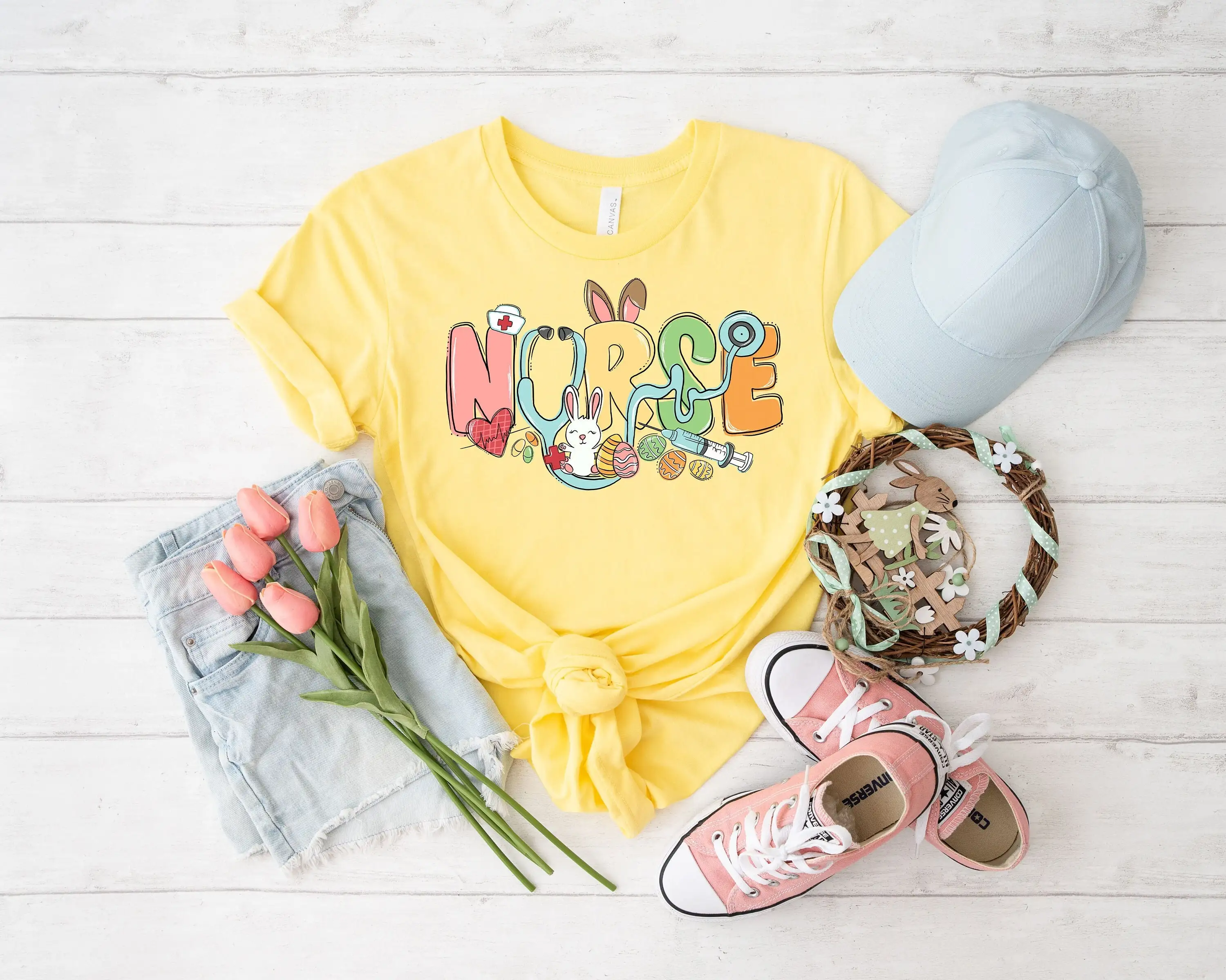 

Easter Nurse T Shirt Egg Hunt Bunny Day Eggs Cute