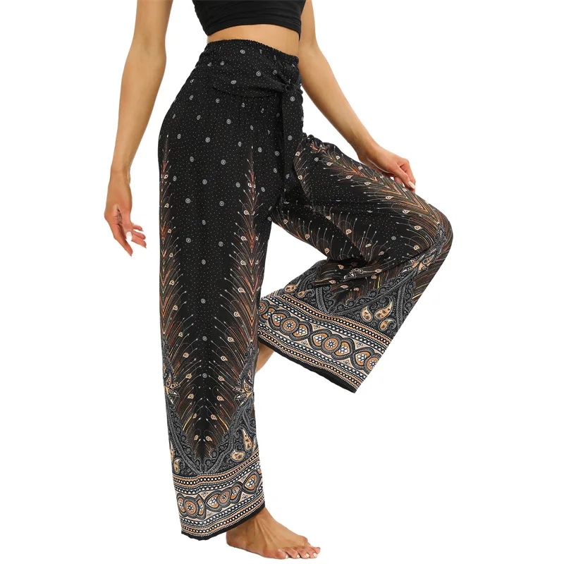

Women's Boho Palazzo Pants Yoga Wide Leg Pants With Pockets Harem Pants Jumpsuit Hippie Clothes bohemia