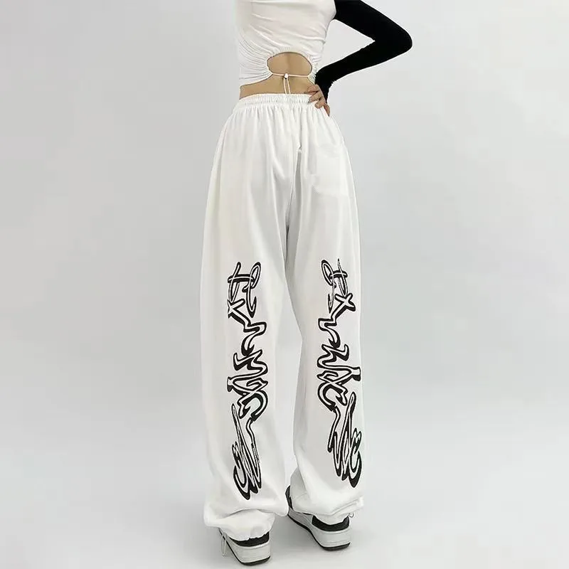 Autumn Hip Hop Gothic Black Jogging Sweatpants Oversize Y2K Grunge Kpop Baggy Trousers Harajuku Graphic Wide Leg Sports Pants