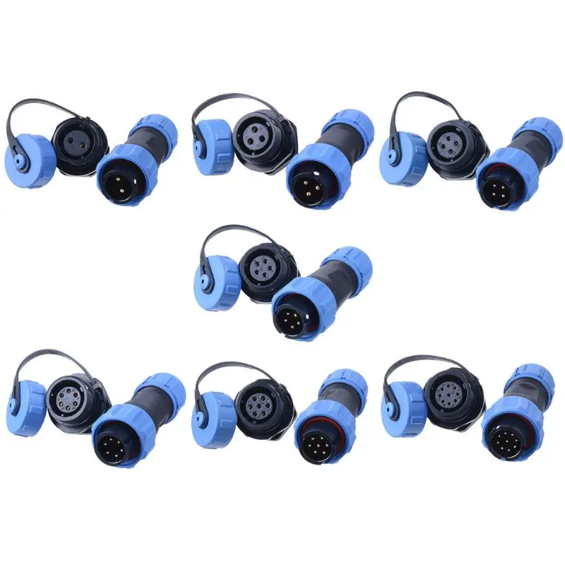 SP13 Waterproof Back Nut Connector 2/3/5/6/8/9 pin IP68 Power Cable Connector Male Plug and Female Socket