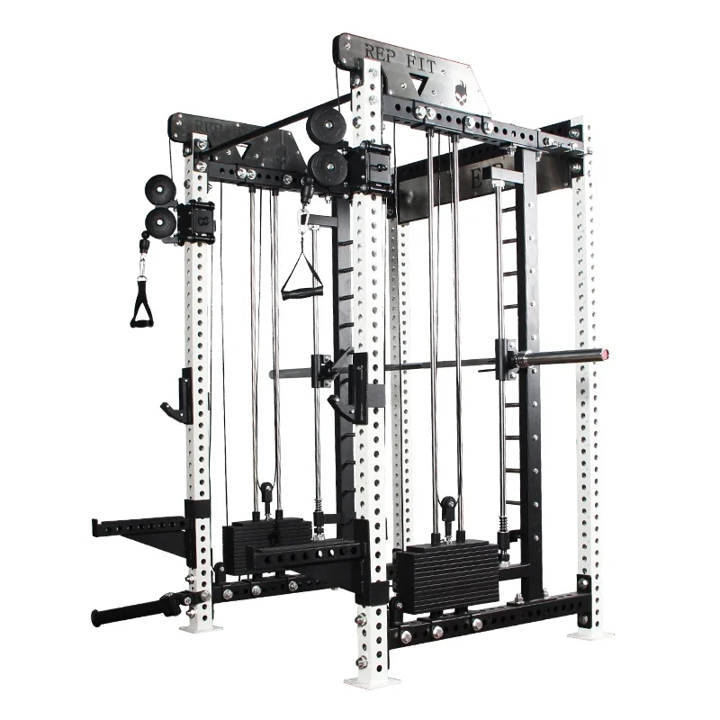 Heavy Duty Commercial Fitness Sports Trainer Cable Crossover Squat Rack Equipment Multi Functional Smith Machine