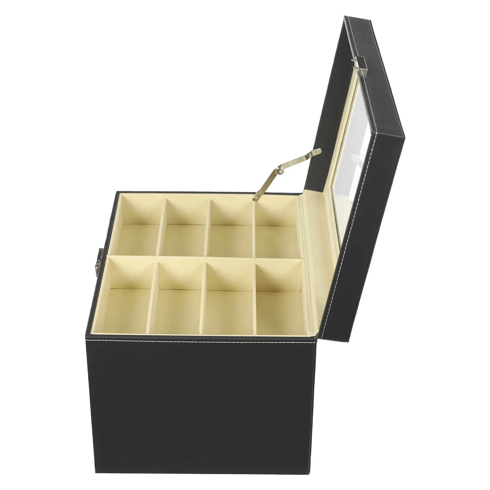 3-Schichten Organizer aus Leder mit Schublade 24 Fächer Brillenbox Aufbewahrungskoffer Rostbeständig für Sonnenbrillen – Detail 5