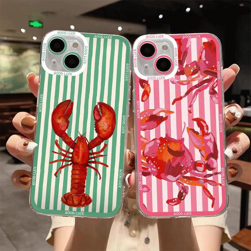 Simple Cute Green And White Plaid Ocean Animal Phone Case for Samsung A14 A16 A36 A56 A55 A54 A53 A52 A51 A15 A22 A50 Soft Cover