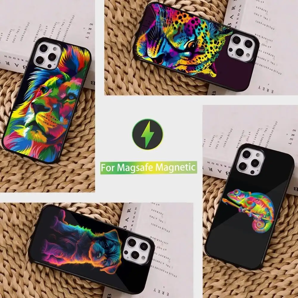 

Colorful Art Animals Phone Case For iPhone 16,15,14,13,12,11,Pro,Max,Plus,Mini, Magsafe,Magnetic Wireless Charging Case
