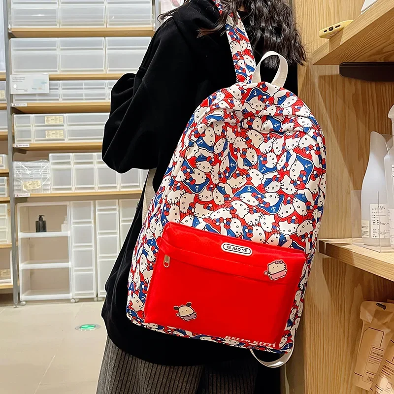 hellokitty backpack Hello Kitty junior high school student school bag travel lightweight campus versatile backpack women