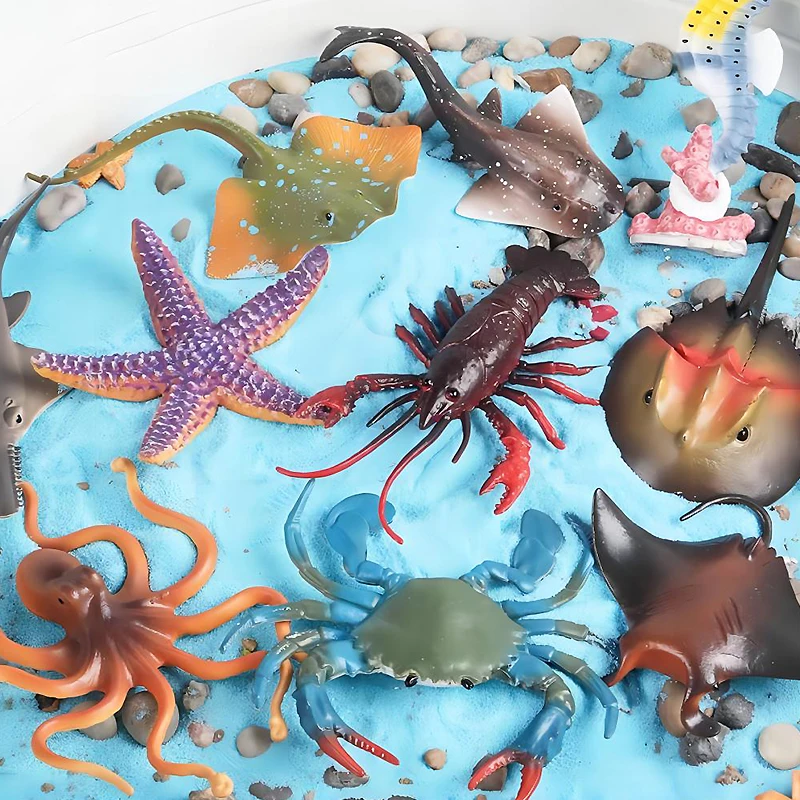 Diy Plastic Simulated Sea Life Toy Model eahorse lobster crab science Toys Action Figures Educational Collection Toy Kid