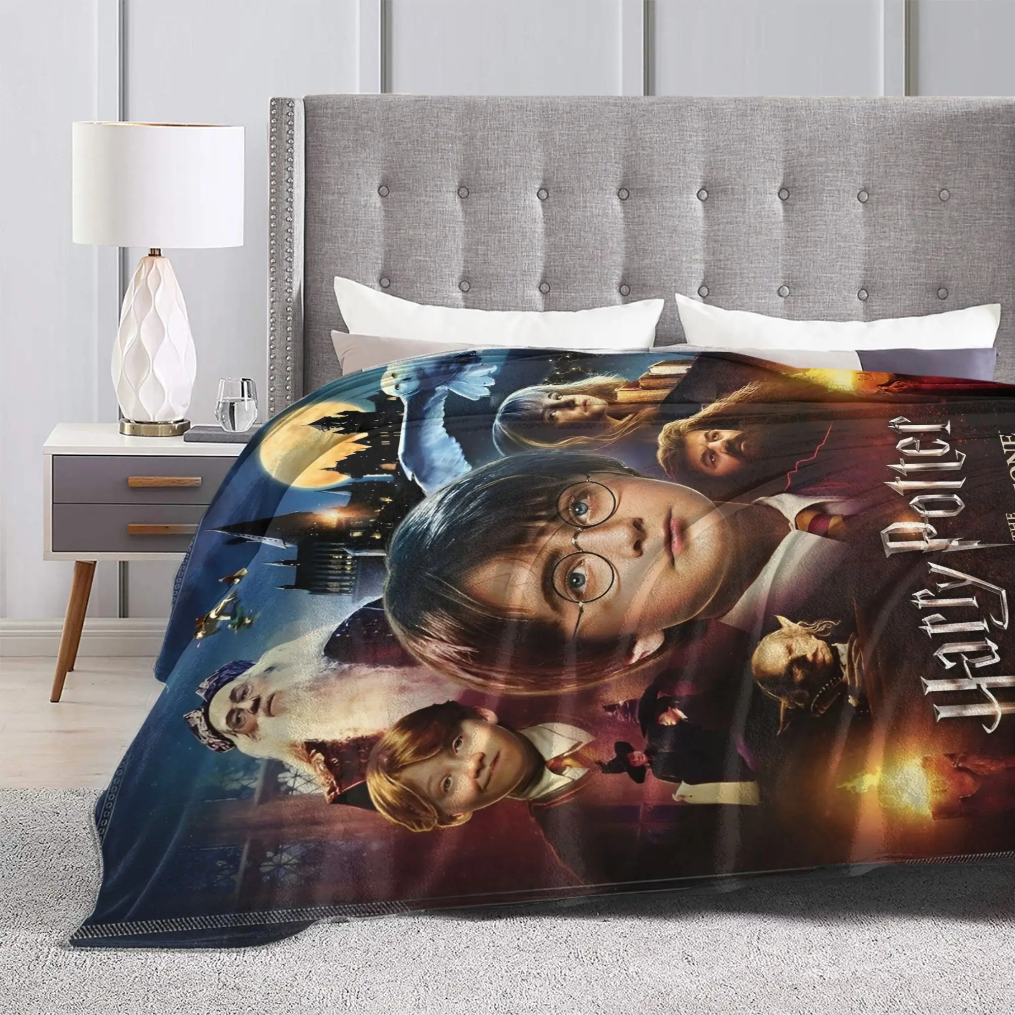 H-HARRY فيلم البطانيات P-POTTER الدافئة مريحة أفخم الفراش يلقي لغرفة النوم نزهة الفانيلا المفرش غطاء السرير