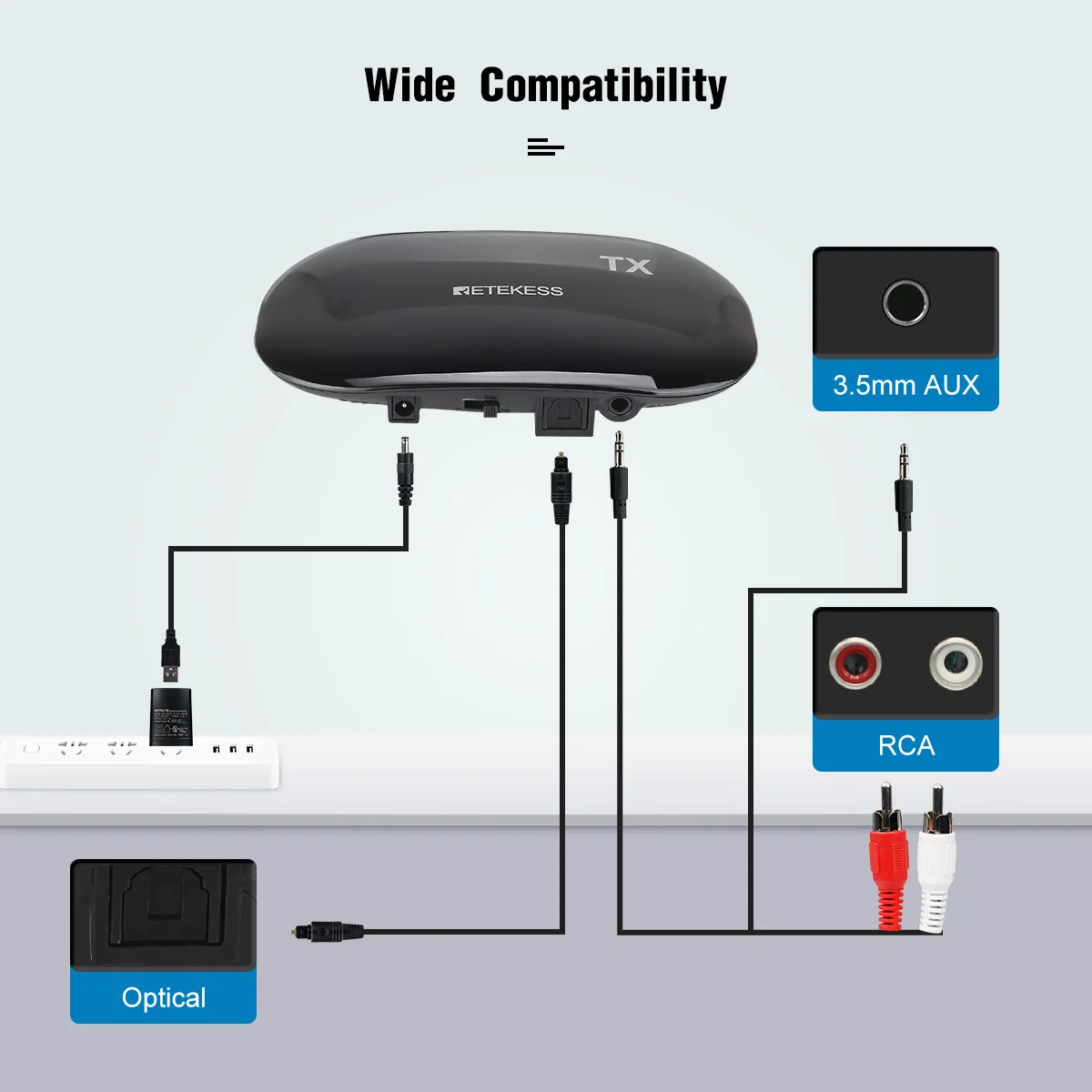 Retekess TA005 Wireless Headset Foldable Stereo TV Headphone Signal 30m Range Mute Key 2 Channel Switch Rechargable For TV Game