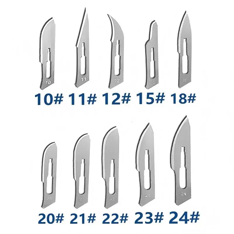 Stainless Steel 10 23 Sterile Dental Scalpel Blades Kit with 3 4 7 Handle Dissection Tool for Oral Surgery Dental Lab Use view 2