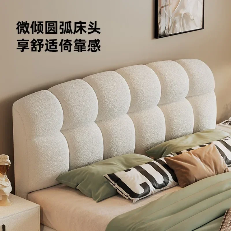 New light luxury cream wind puff bed modern simple master bedroom high-end atmospheric simple suspended fabric bed