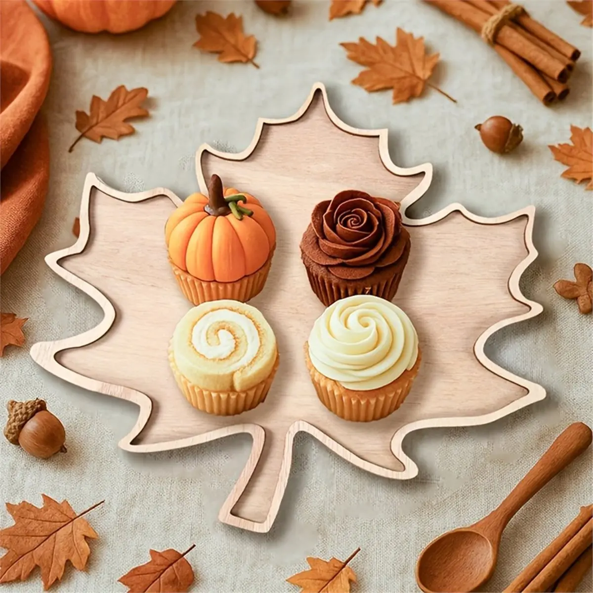 1pc Maple Leaf-Shaped Serving Tray - Artificial -Safe Dessert Plate for Thanksgiving, Fall Harvest Parties