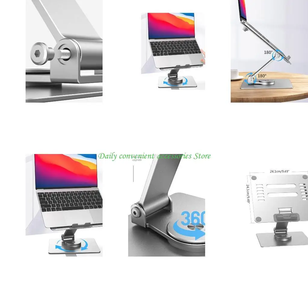 97QB حامل كمبيوتر محمول قابل للتعديل مع 360 قاعدة دوارة مريحة من الألومنيوم حامل الكمبيوتر المحمول قابلة للطي لمدة 10-17 "أجهزة #1