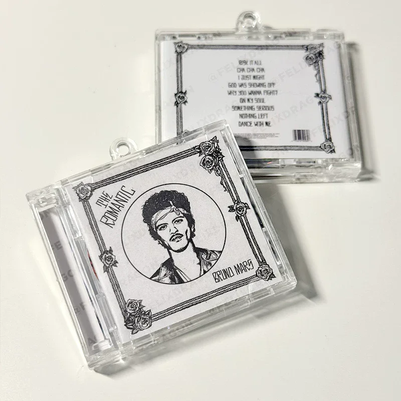 R&B Bruno Mars MINI CD NFC Music Keychain Play songs The Romantic Album On My Soul Keyring Cosplay Pendant Necklace Accessories