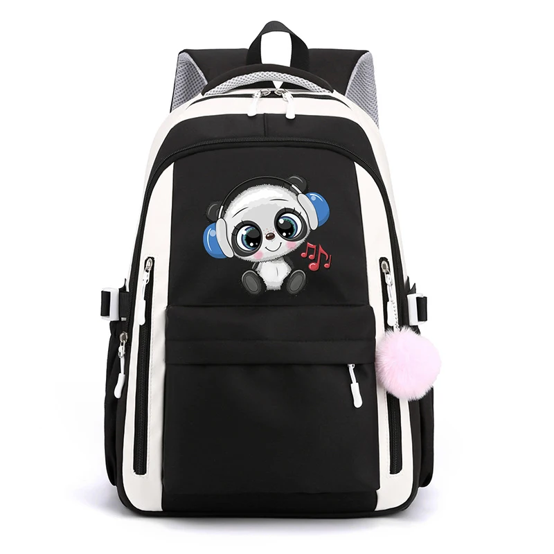 

School Bags for Teenage Students Cute Animal Panda Listening Print College Bag Astronaut Boy School Backpack for College Student