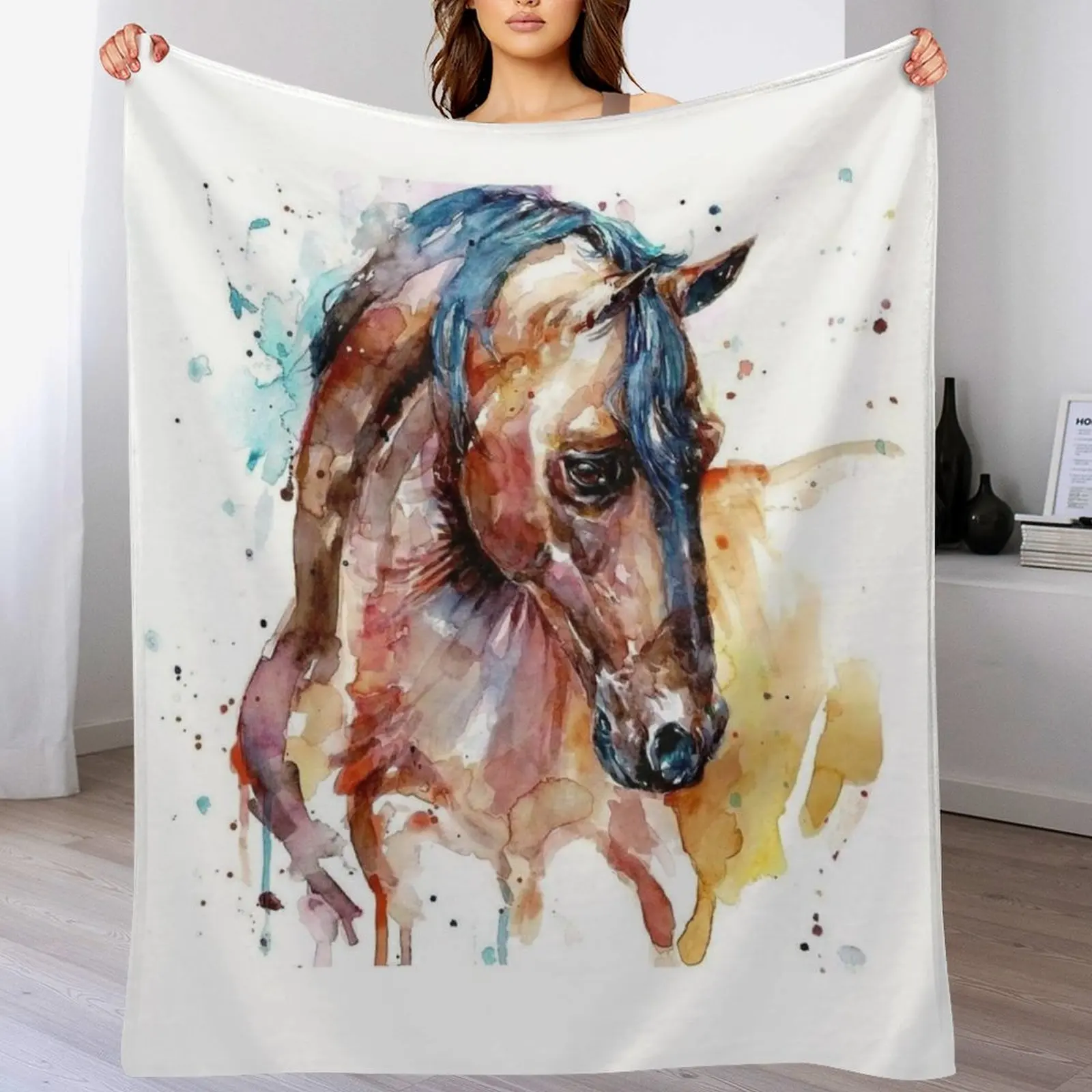 Portrait of an Arabian horse Throw Blanket Blankets Sofas Of Decoration Camping Blankets