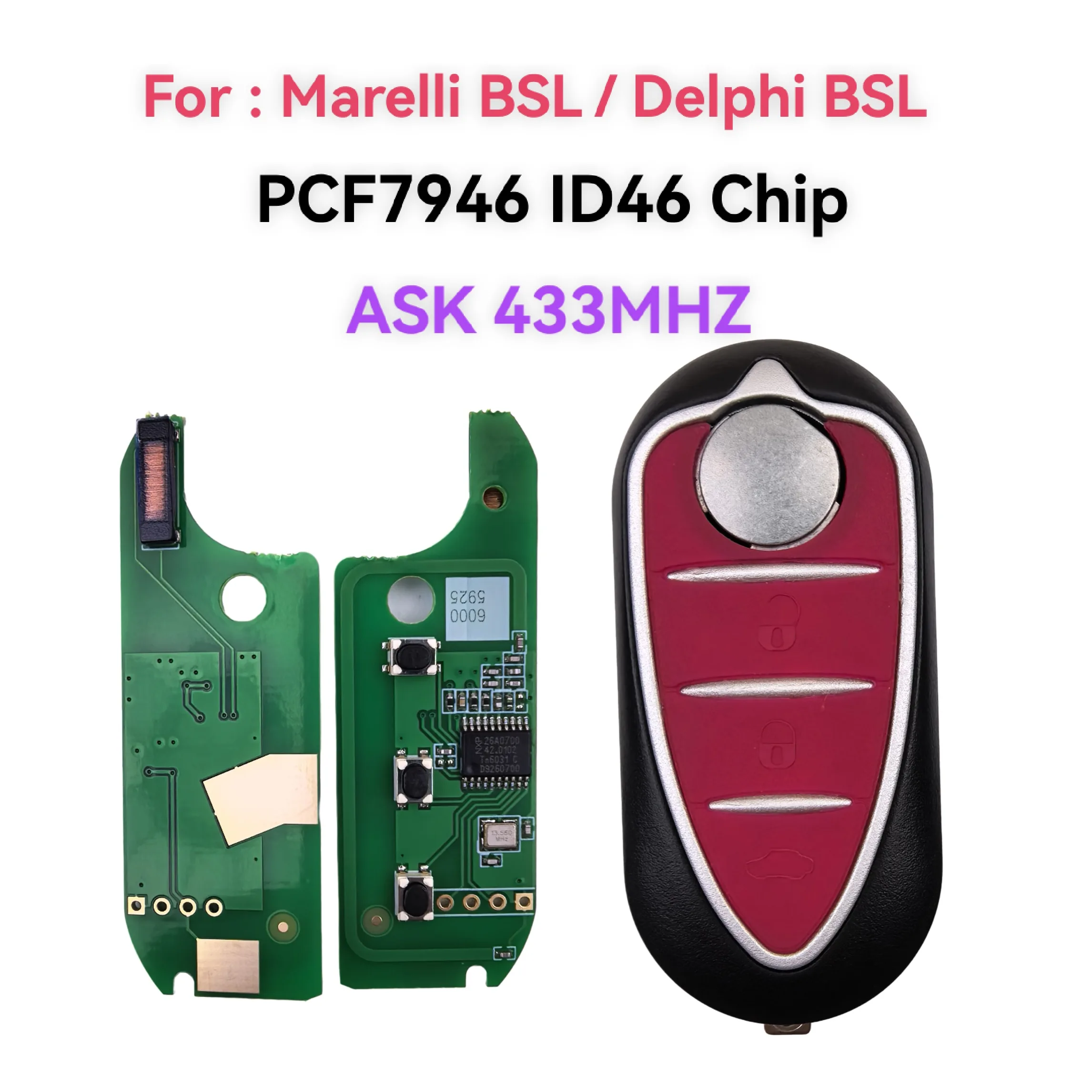 433Mhz ID46 PCF7946 Chip 3 Buttons Car Remote Key For Alfa Romeo Mito Giulietta 159 GTA 2010-2016 Delphi/Marelli Auto Fob/shell