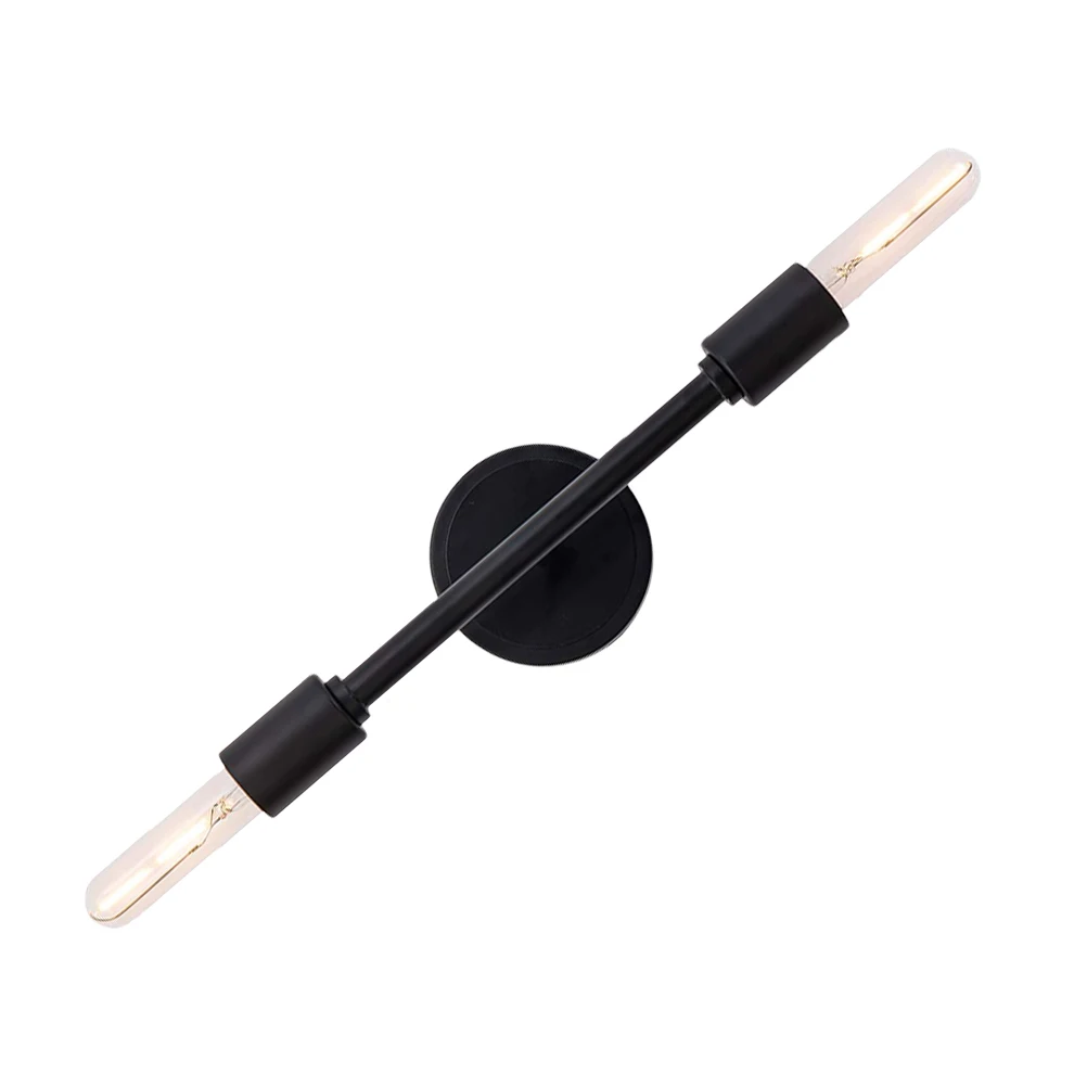 

Double Head Wall Light Iron American Style Vanity Lamp for Bedroom Living Room Modern Minimalist Lighting 2 E26 E27 Base