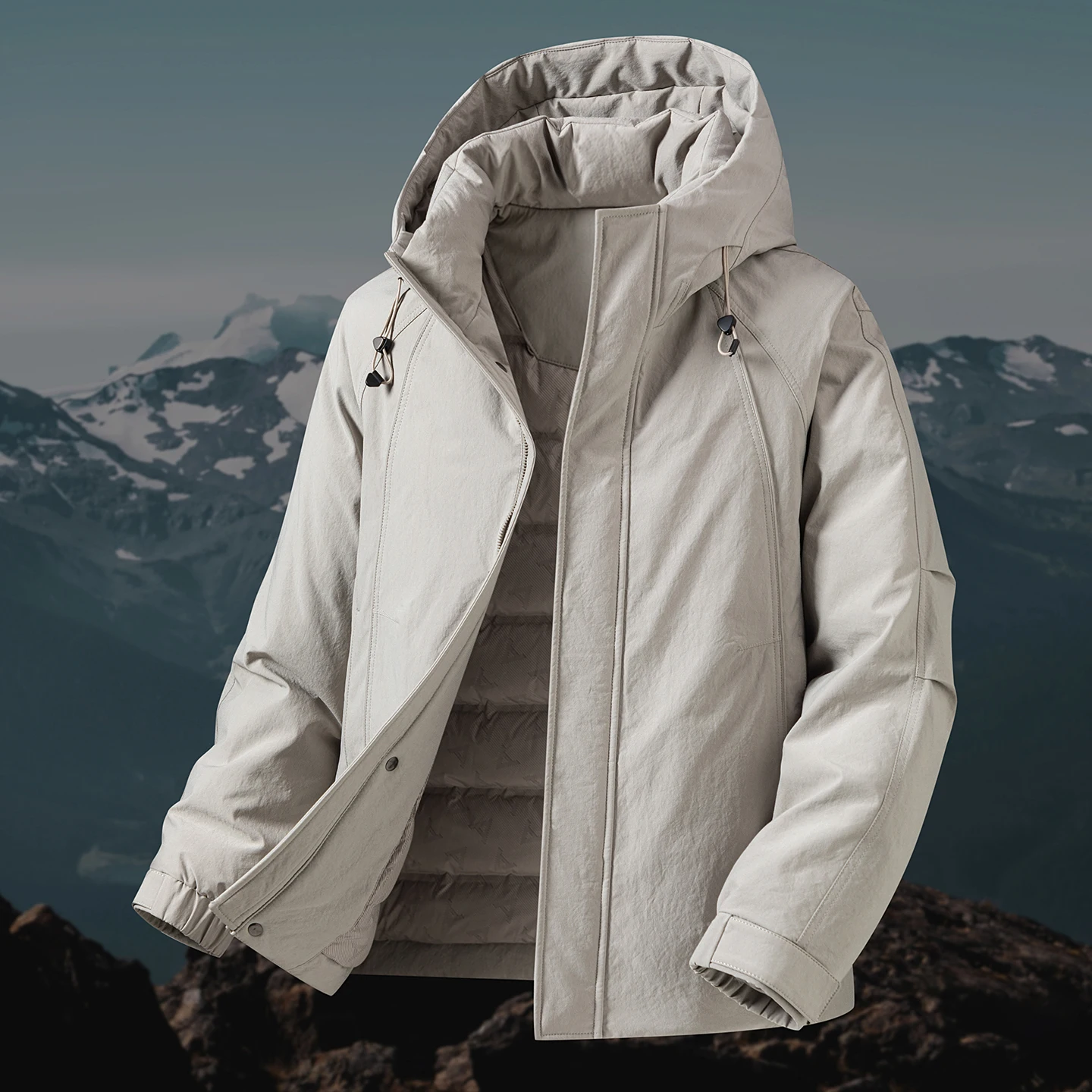 Casual Men's 2026 Winter Hooded Duck Down Jacket Outdoor Wear Windproof Cold Resistant Thermal Puffer Coat Thick Warm Padded Top