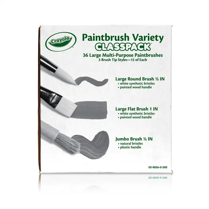 Crayola Paintbrush Variety Classpack, 36 Ct, Bulk Paint Brushes, Bulk School Supplies, Classroom Must Haves