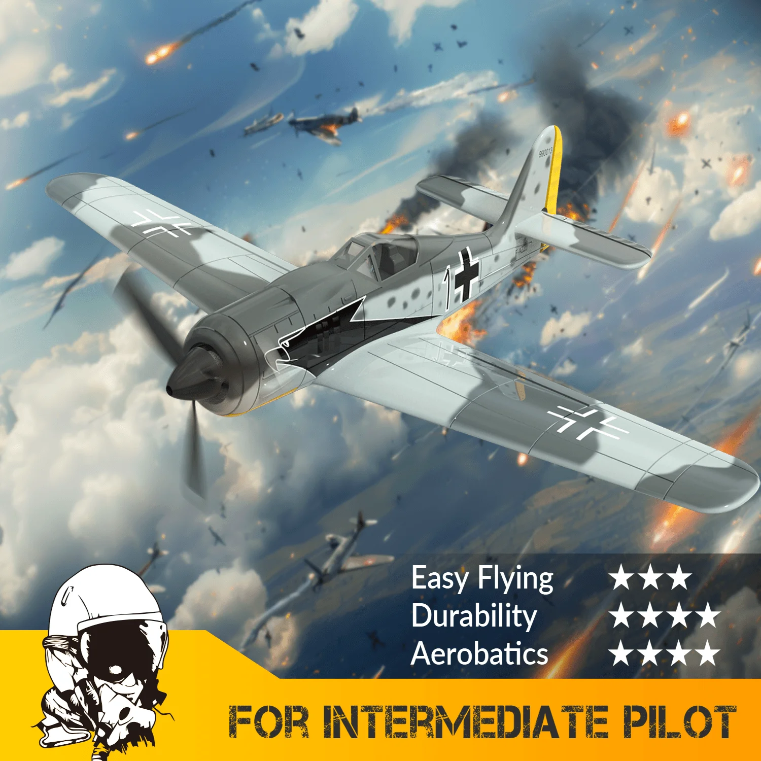 

Volantex RC Planes for Adults,4-CH FW190 Fighter RC Airplane,One-Key Aerobatic, Stable and Safe,Suitable for Outdoor Activity