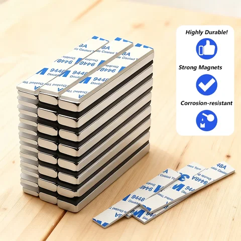 Powerful Neodymium Magnet block With double-sided adhesive Super Strong Magnets N35 NdfeB Permanent Magnetic Refrigerator Magnet