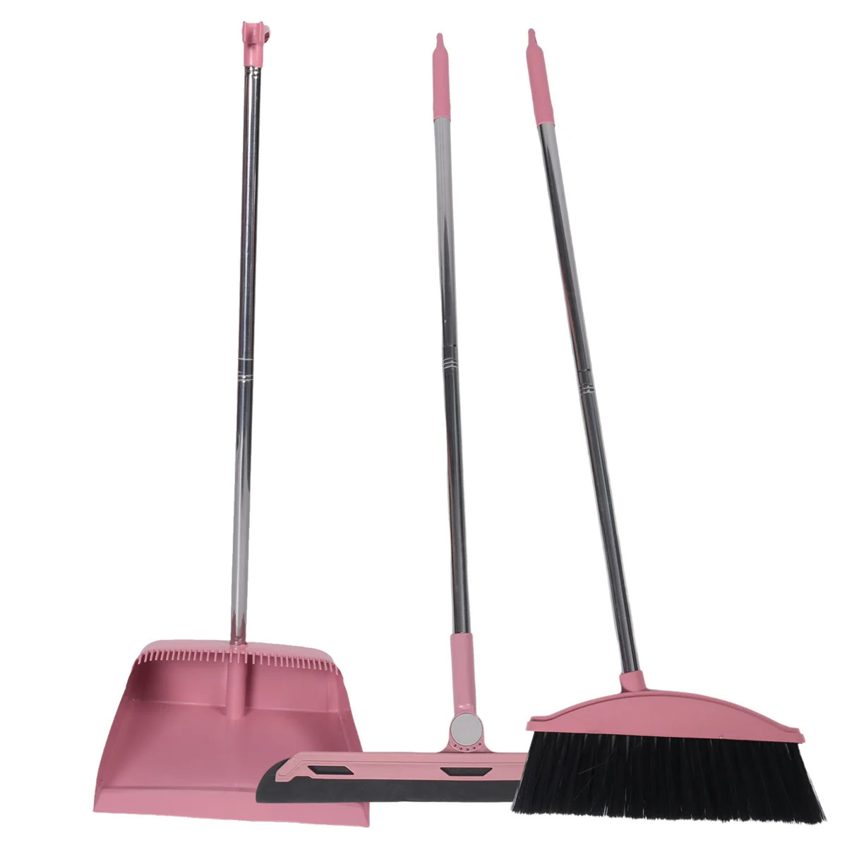 AB06 Dustpan Broom Set Floor Wiper Household Cleaning Long Handle Cleaning Set for Lobby Household Kitchen Cleaning Pink