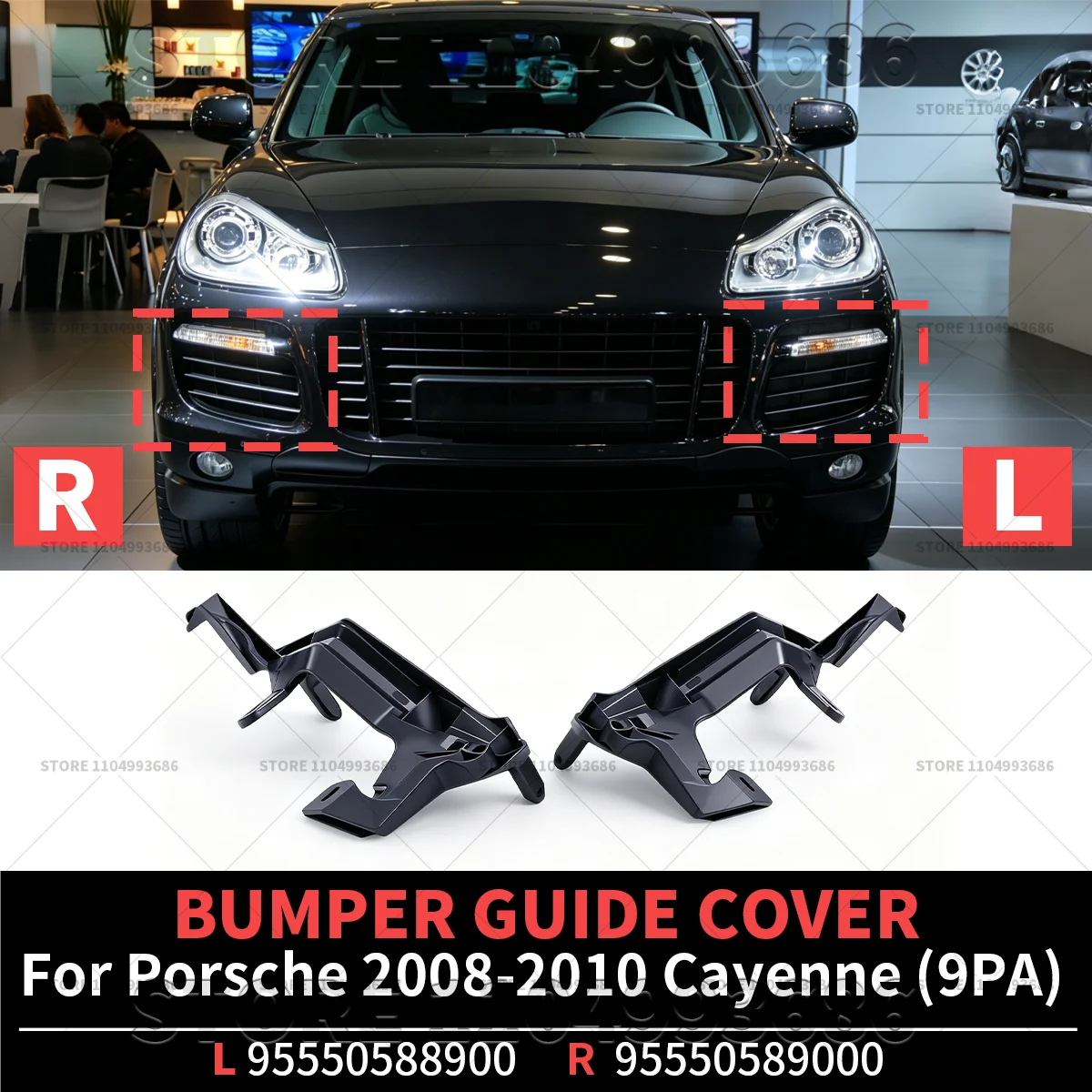 

For Porsche 2008 2009 2010 Cayenne Base GTS S (9PA) BUMPER GUIDE COVER OEM 95550588900 95550589000 955-505-890-00 955-505-889-00