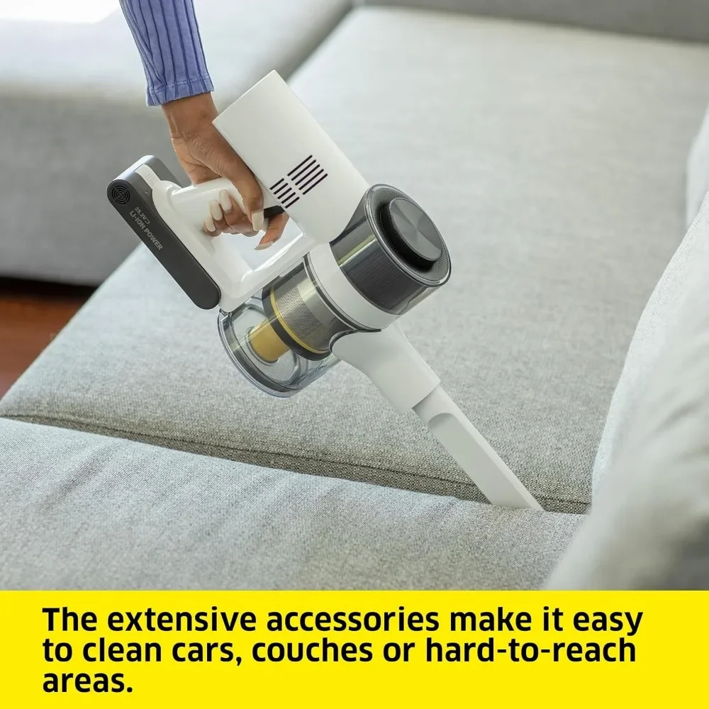 VCN 3 Cordless Stick Vacuum 450 W Motor 3 Power levels 59 Minute Runtime With Accessories,White