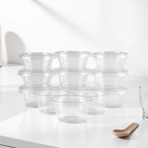 2oz/1oz Plastic Sauce Container Box Spice Cup With Lids Disposable Portion Cups Salad Dressing Seasoning Mini Kitchen Organizer