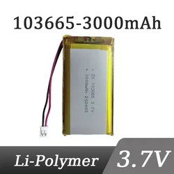 3.7V 3000mAh 103665 Lithium polymer Rechargeable Battery For Tablet mobile power chargingGPS PSP PAD E-book POS Machine Power