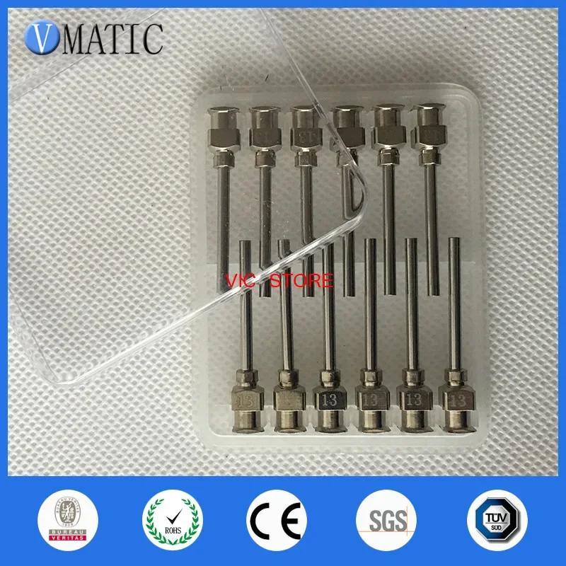 Free Shipping 12Pcs 1 Inch Tip Length 13G Metal Stainless Steel Syringe Tips