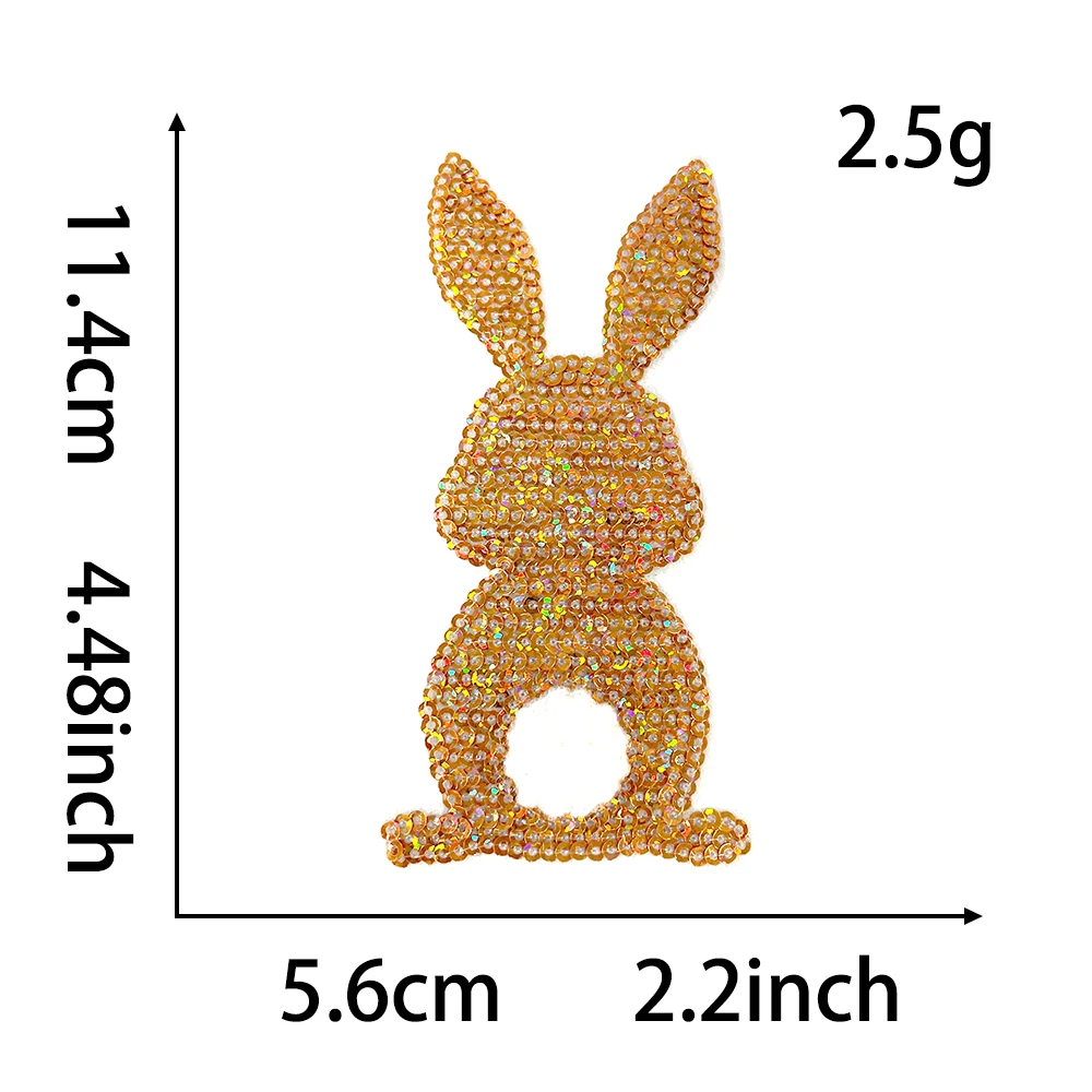 6Pcs Rabbit Pattern Bead Embroidery Patch Double-sided Sequin Embroidery Cloth Label Garment Edge Bead Patch