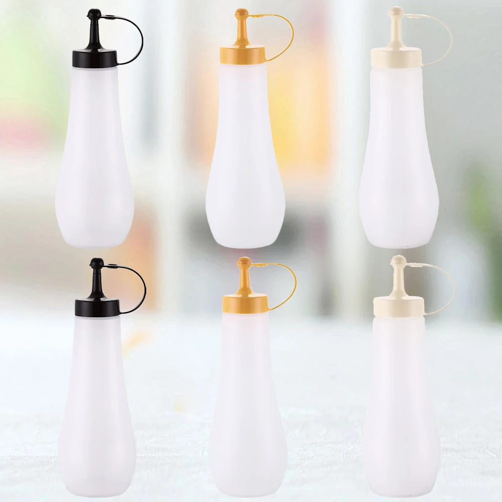 

6pcs 250Ml Food Grade Squeeze Bottles Ketchup Mustard Sauce Dispenser Leakproof Condiment Bottle Kitchen Gadget For Sandwiches