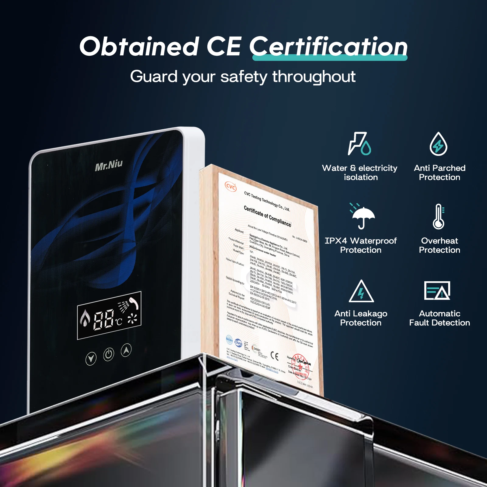 سخان مياه كهربي فوري دش الحمام عند الطلب الماء الساخن 220-240 فولت 6001 واط LED شاشة ديجيتال درجة الحرارة أوتوماتيكية