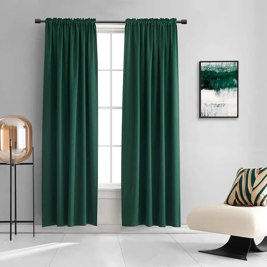 

Emerald Green Room Darkening Curtain Panels 84 Inches Long, Heat Block Out and Keep Warm Drapes Window Treatment Drapes for Door
