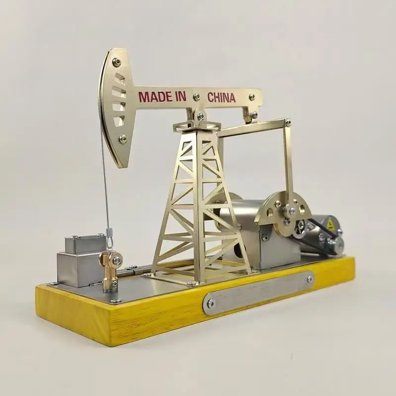 Stainless Steel Electric Nodding Donkey Oil Pump Model, Inertial Toy, Simulation Drilling Rig Desktop Decor