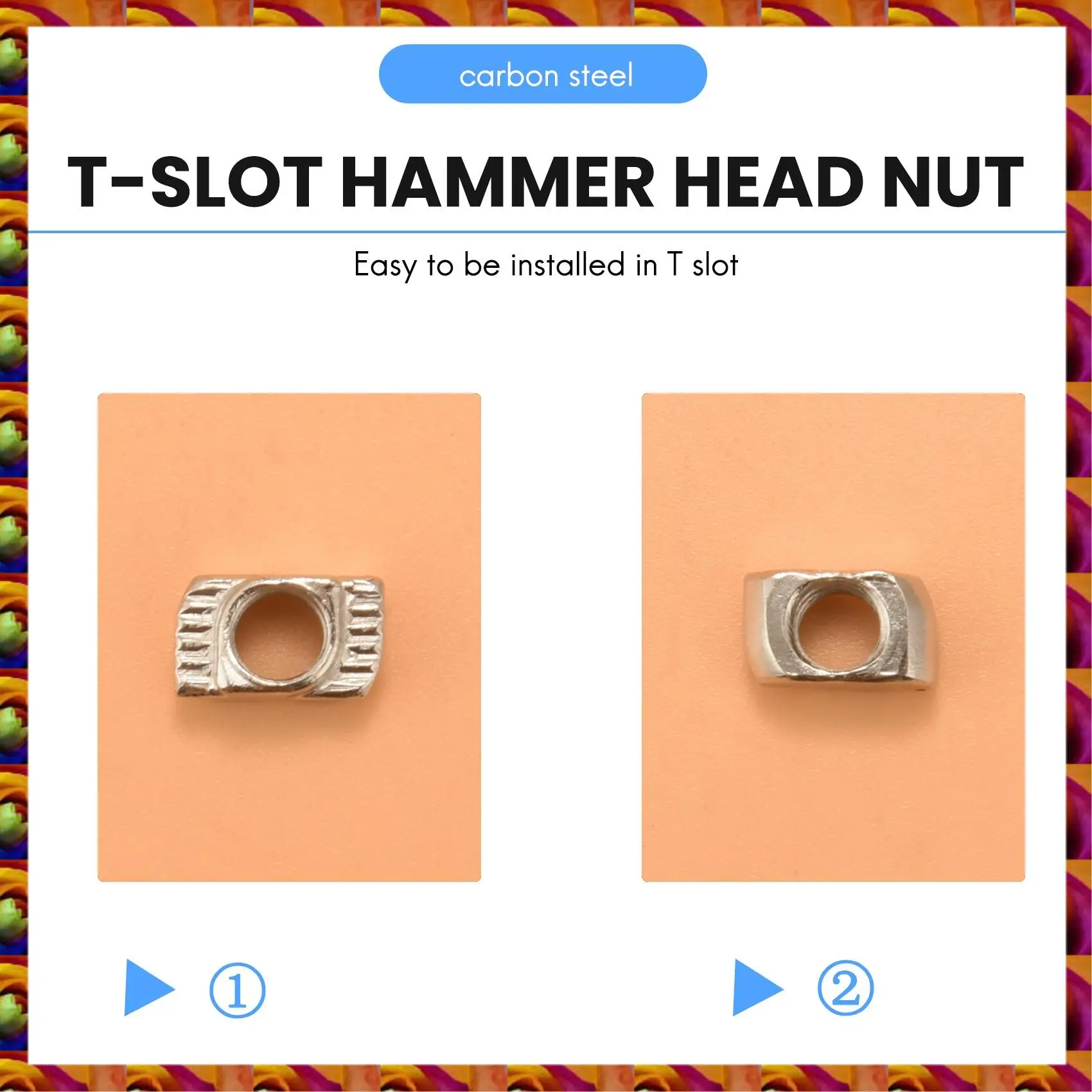 Aimee 50 قطعة M5 T-Slot المطرقة رئيس الجوز 2020 سلسلة الألومنيوم الشخصي فتحة البثق المعايير الأوروبية (M5 X 10X6 مللي متر)