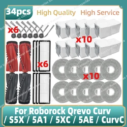 Fit For ( For Roborock Qrevo Curv / S5X / 5A1 / 5XC / 5AE / CurvC ) Parts Main Roller Side Brush Hepa Filter Mop Cloth Dust Bag