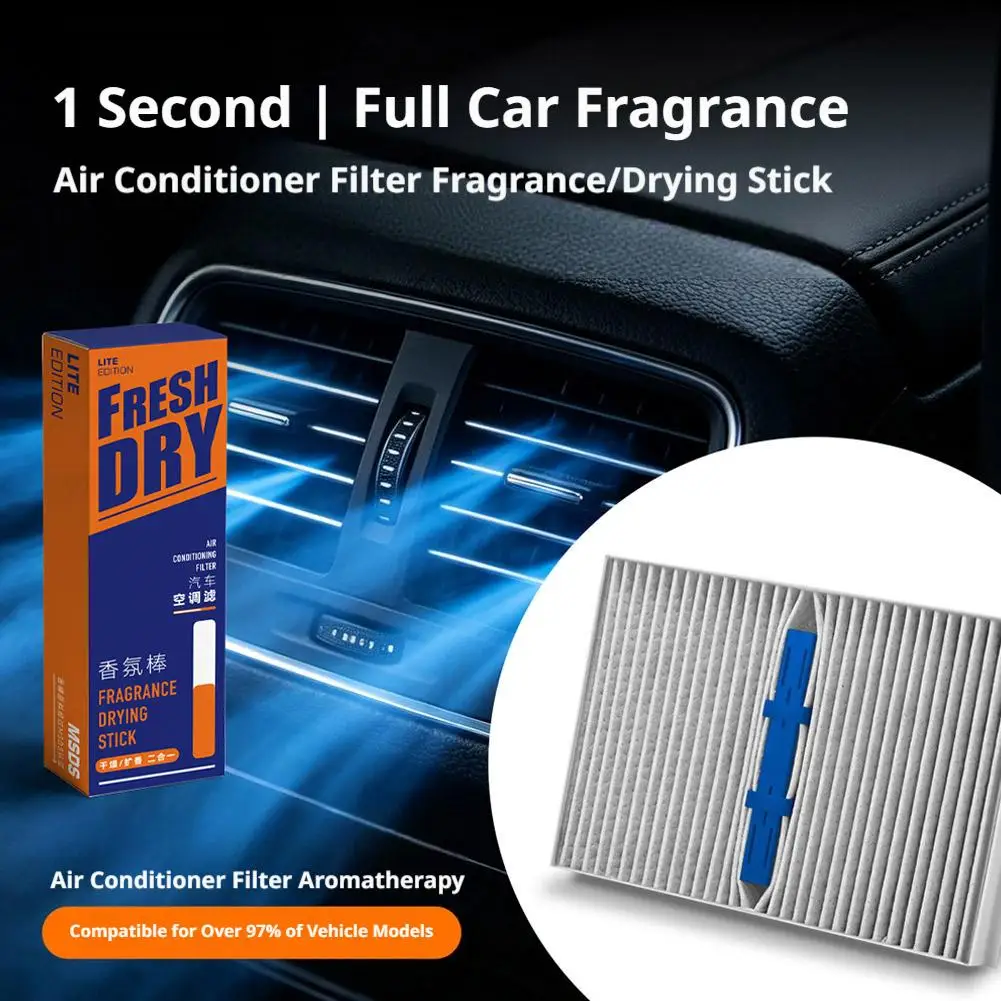 2 in 1 Car Air Conditioning Filter Aroma Diffuser Stick Odor Elimination Vehicle AC Fragrance Drying Stick