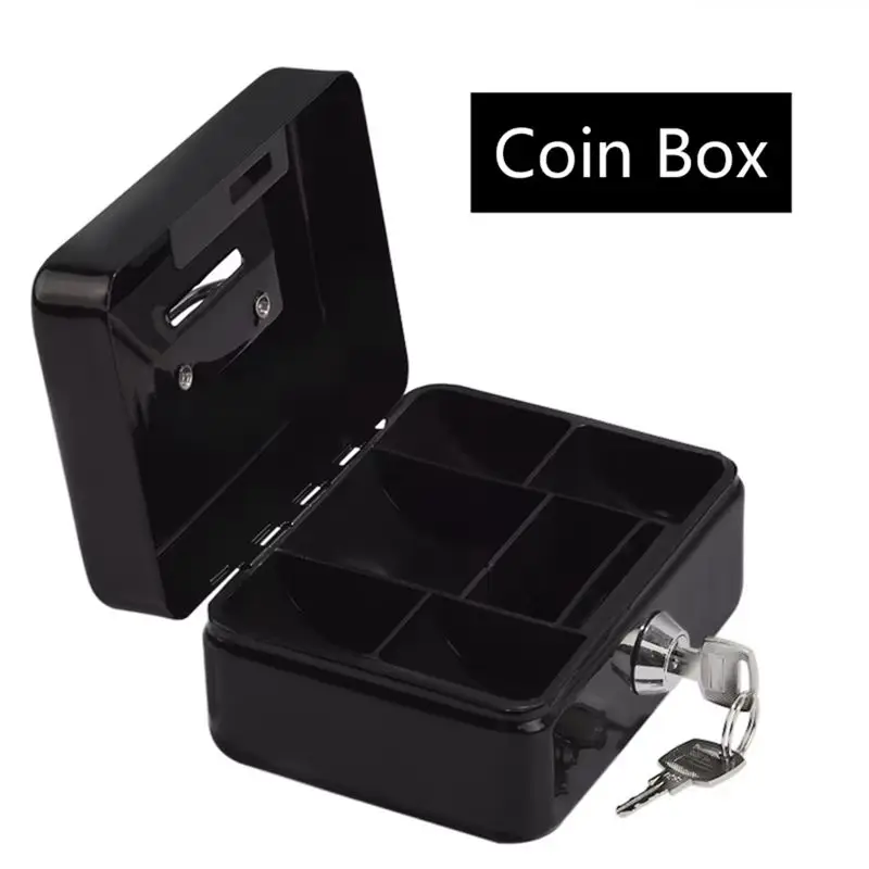 BAAG-Portable Cash Box Mini Safe Lock Box Metal Security Box With Key Sturdy For Coin Bank Money Bank For Coin Collection