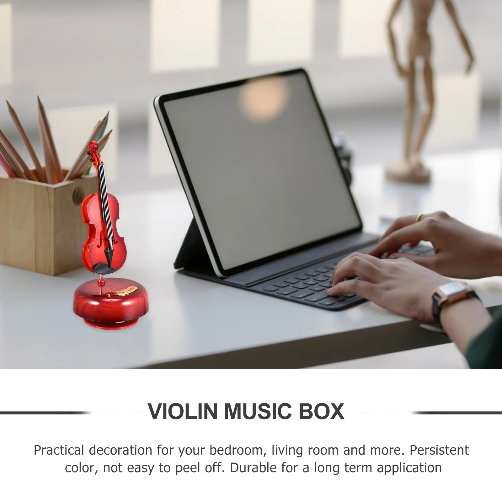 

Violin Music Box Vintage Creative Instrument Decor Household Bedroom Desktop Adornment Compact Size Multifunctional Safe Use