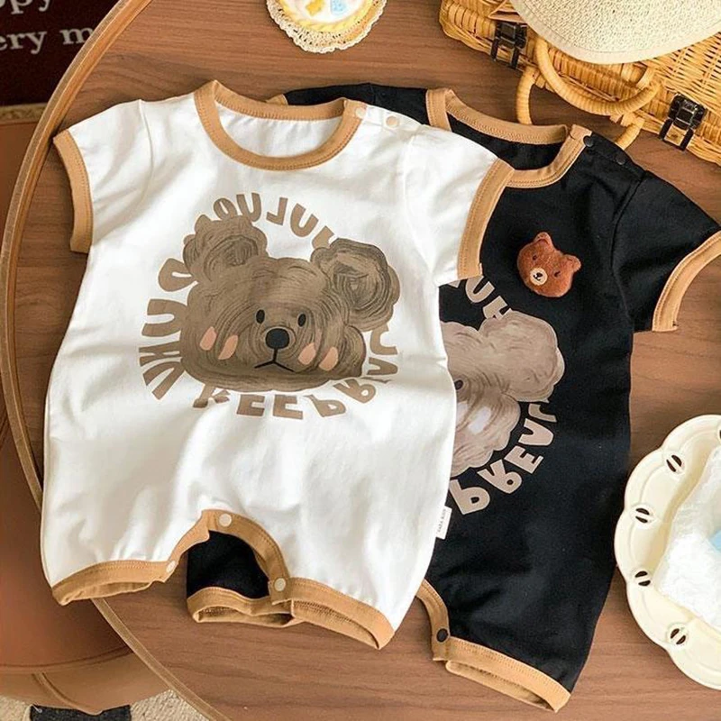 

New Summer Baby Cartoon Cotton Rompers Toddler Girls Cute Printing Dog One Piece Boys Comfortable Clothes