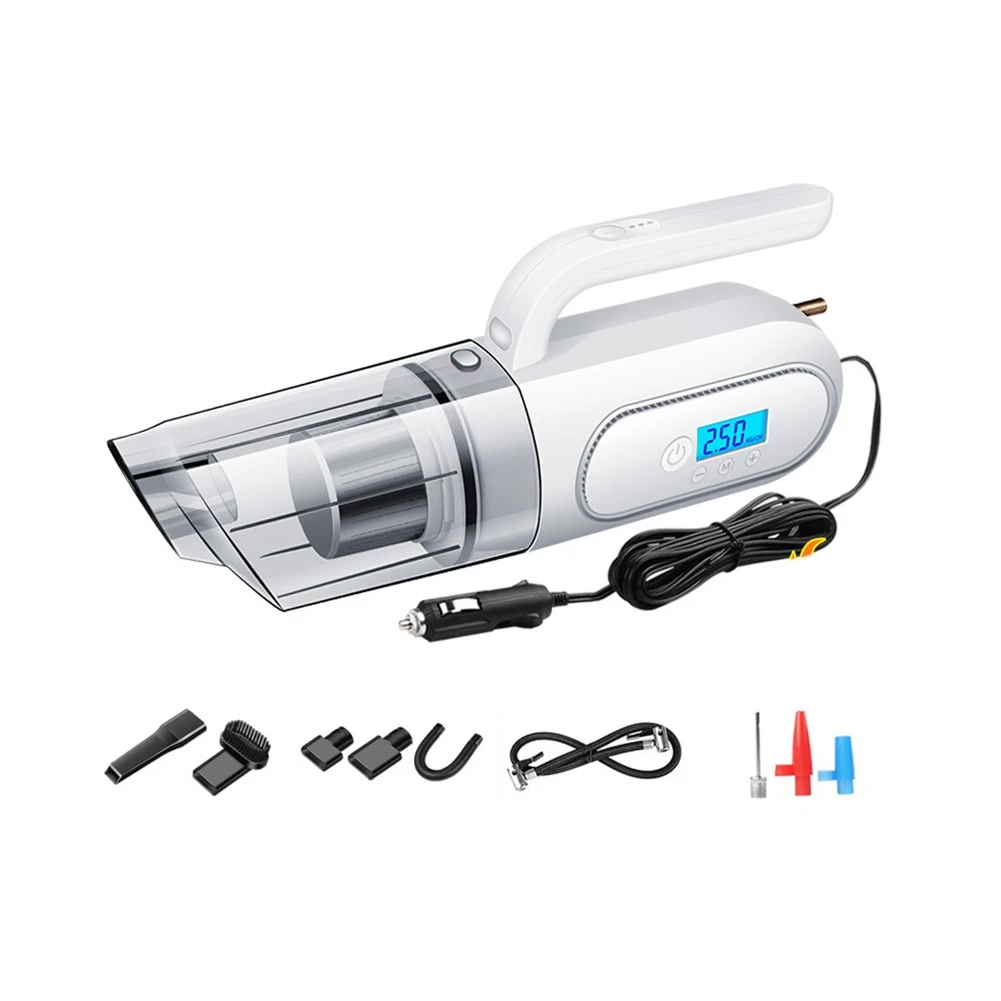 4 in 1 250W 25000PA Handheld Vacuum Cleaner with LED Light Powerful Vacuum Cleaner Wet&Dry Use for Auto Car Home-White