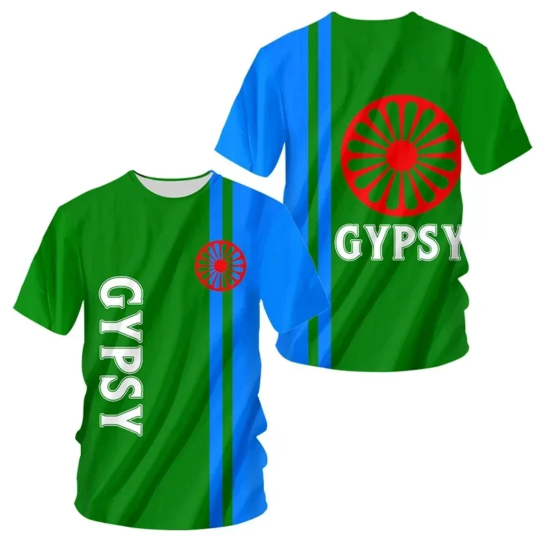 

Fashion New Gypsy Flag Graphic 3D Print T-shirts Gypsy Emblem Trend Men’s Sports Tops National Day Gifts Personalized Tee