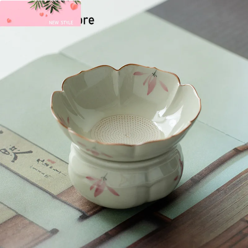 

Чистая ручная роспись розовая орхидея, заварочный чайный фильтр, древнее ситечко для чая, бытовой фильтр для заваривания чая, чайные аксессуары, украшения